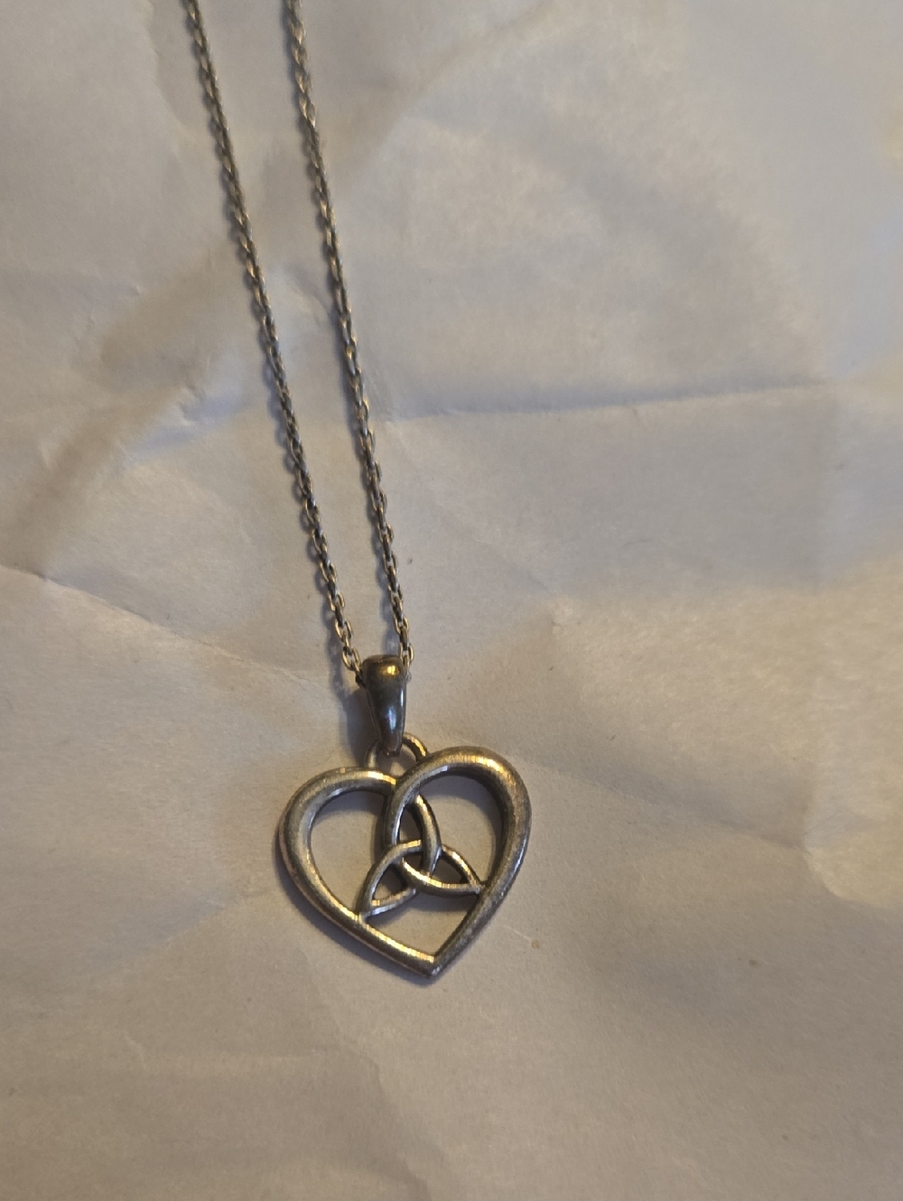 Sterling Silver Heart Trinity Knot Pendant Necklace
